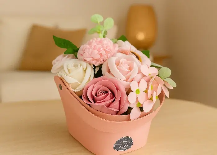 Mydlové kytice detail na mydlové kvety