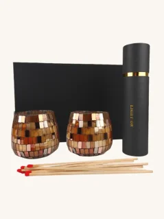 Sójová sviečka Golden Aura, balenie 2ks + zápalky, darčekový čierny box s magnetom