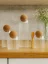 Sklenené nádoby s korkovou guličou, priehľadné, vrúbkované, 10-25cm - P00128: 20cm