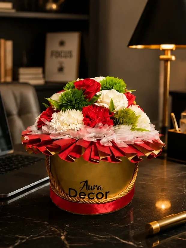Mydlový flower box Aura Decor No. 17, červený