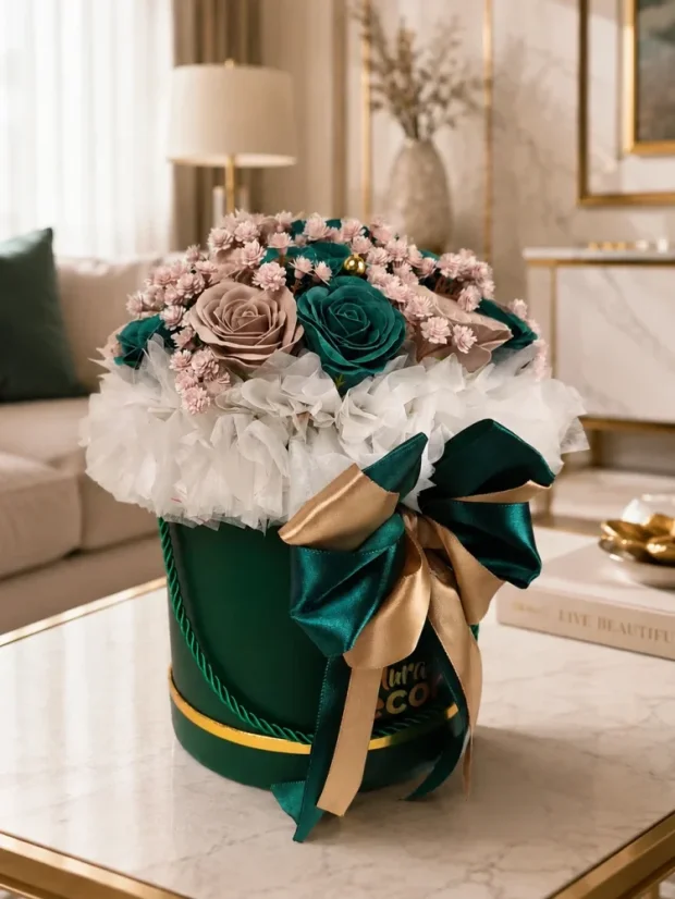 Mydlový flower box Aura Decor No. 18, smaragdový