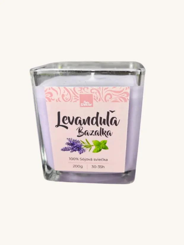 Sójová svíčka Aura Decor, 30-35 hodin hoření, levandule