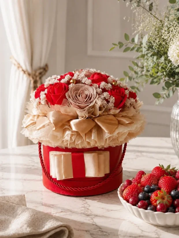 Mydlový flower box Aura Decor No. 17, burgundy