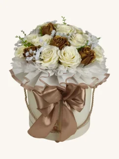 XXL mydlový flower box Aura Decor No. 20, krémový, zlaté ruže