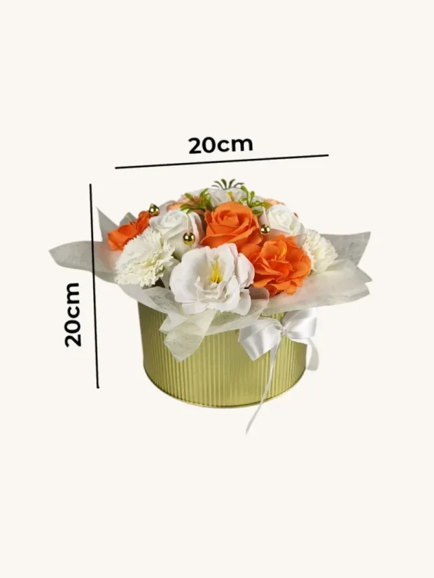 Mydlová kytica v darčekovom boxe, oranžová