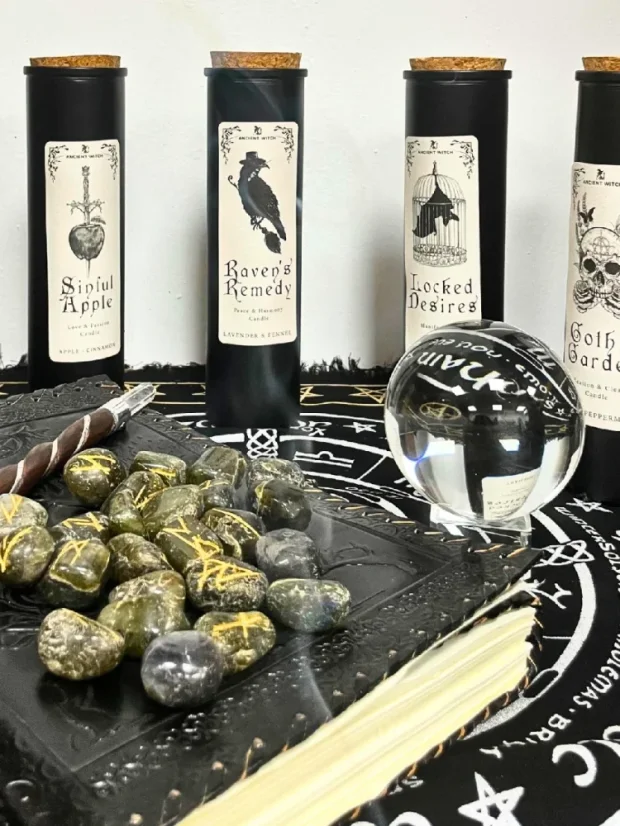 Očistné čarovné sviečky, prémiové balenie, 20cm vysoká sviečka, Hriešne jablko