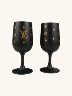 Sklenené poháre Louis Vuitton, čierne, matné, na stopke, v darčekovom boxe