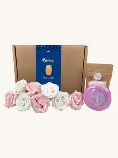 Panna - darčekový box s mydlovými kvetmi, šumivou bombou a soľou do kúpeľa