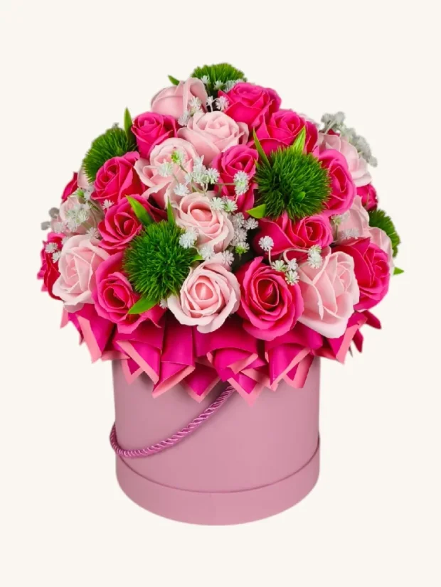 Velký luxusní mýdlový flower box Aura Decor, růžový
