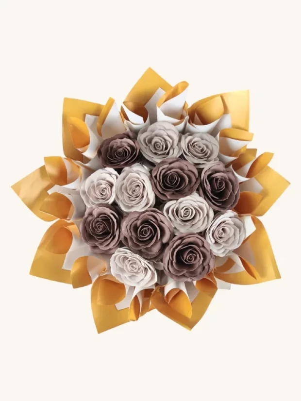 Elegantná mydlová kytica, trvácne mydlové ruže, medeno-šedé farby