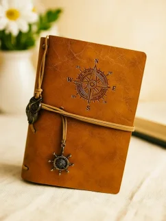 Vintage zápisník, A6, 100 strán, pirátsky motív, kožený prebal