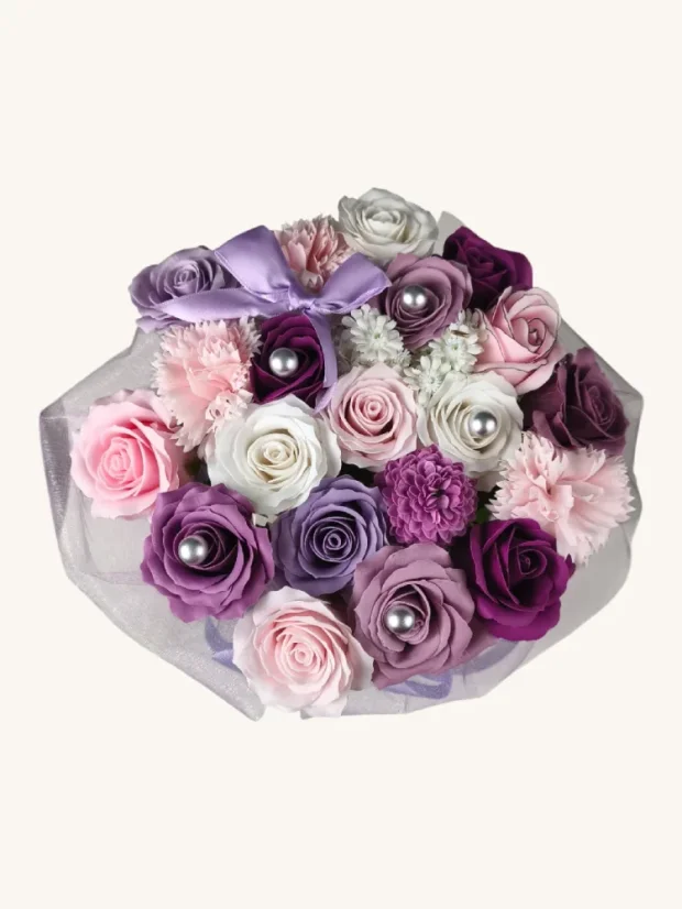 Mydlové kytice vo vianočnom boxe, extra veľkosť, 15 ruží, zelený box