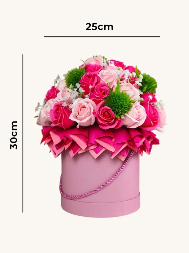 Velký luxusní mýdlový flower box Aura Decor, růžový