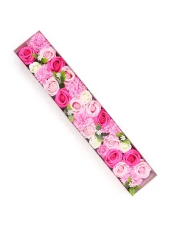 Mydlové kvety - extra dlhý darčekový box, ružový