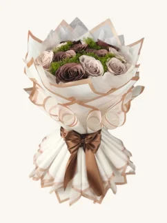 Luxusná mydlová kytica, elegantný dekór, béžovo-hnedé farby