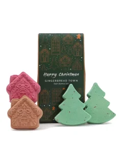 Vianočné šumivé bomby do kúpeľa, darčeková sada, Perníkové mesto