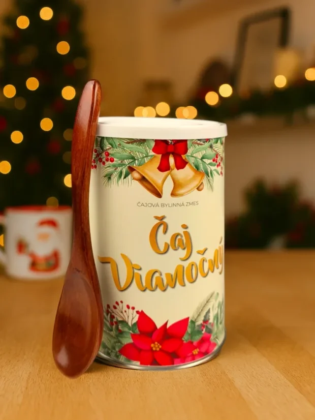 Vianočný box: sypaný čaj + pečený čaj + kvalitná drevená lyžička + darčeková taška - P00294: 3 boxy
