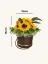 Mydlový flower box Aura Decor, hnedý so zlatým lemom, slnečnice
