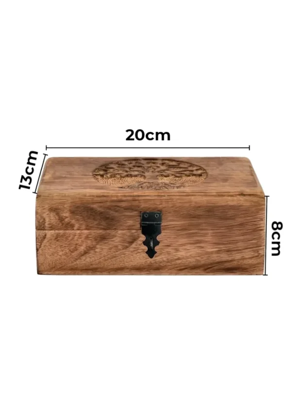 Vintage dekoratívny box s vyrezávaním vzorom Strom života