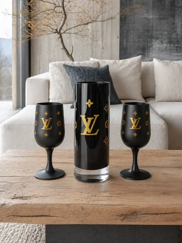 Dárkový box Louis Vuitton: skleněná váza a 2 sklenice
