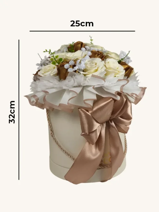 XXL mydlový flower box Aura Decor No. 20, krémový, zlaté ruže