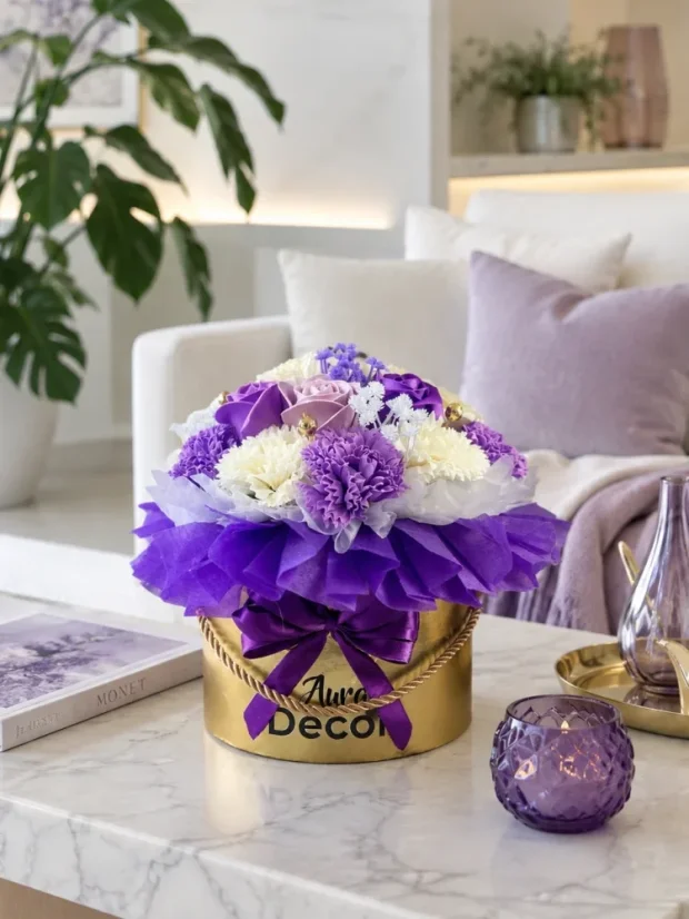 Mydlový flower box Aura Decor No. 17, fialový
