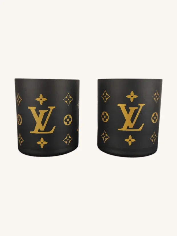 Skleněné sklenice Louis Vuitton, 2ks, černé, matné, v dárkovém boxu