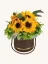 Mydlový flower box Aura Decor, hnedý so zlatým lemom, slnečnice