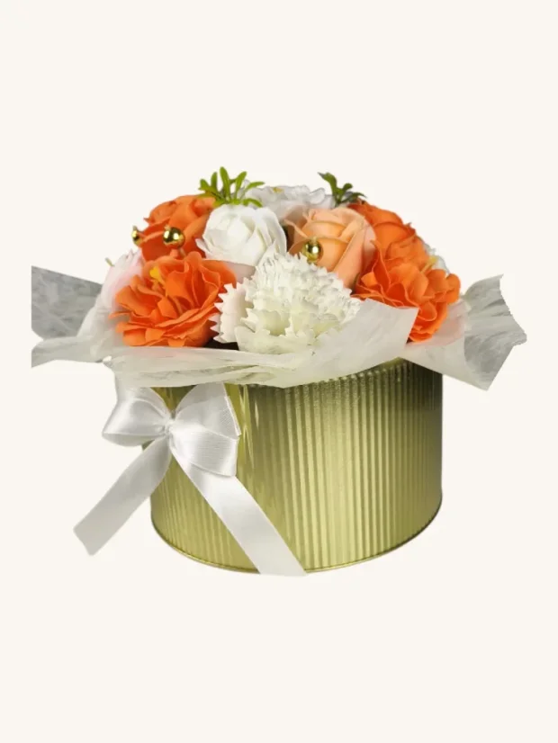 Mydlová kytica v darčekovom boxe, oranžová