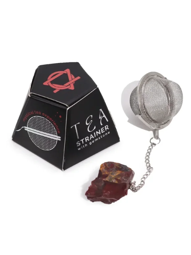 Sitko na čaj s drahým kameňom, nehrdzavejúca oceľ, 12 rôznych kryštálov - P00161: Mookait