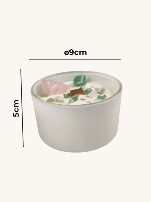 Čakrové sviečky s drahými kameňmi, 7 čakier, Srdcová čakra