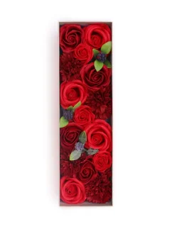 Mydlové kvety - dlhý darčekový box, klasické ruže