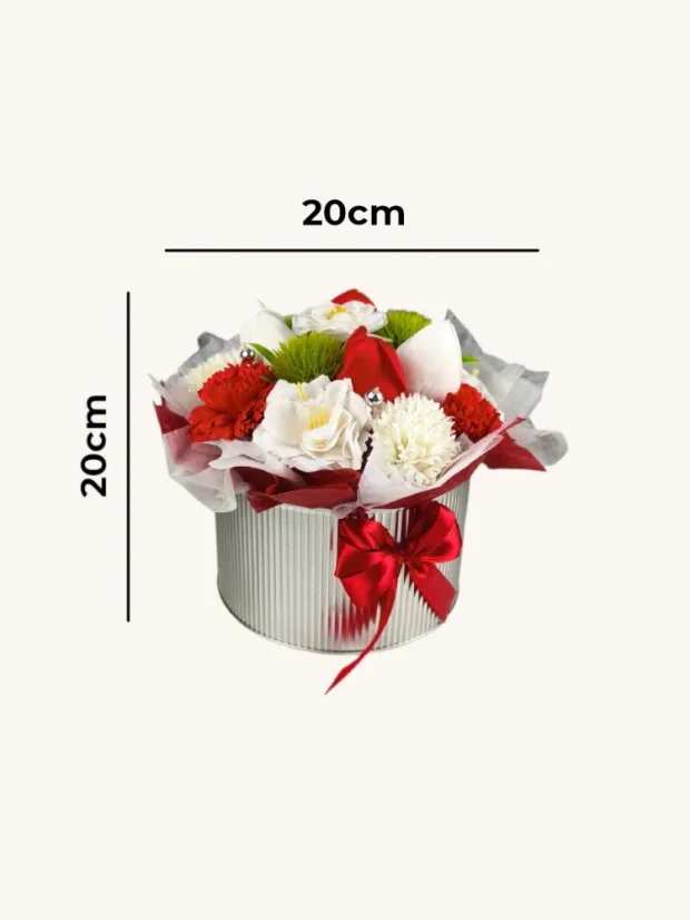 Mydlová kytica v darčekovom boxe, červená