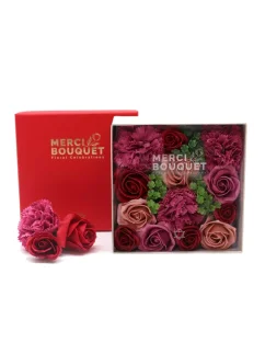 Mydlové kvety - štvorcový darčekový box, vintage ruže