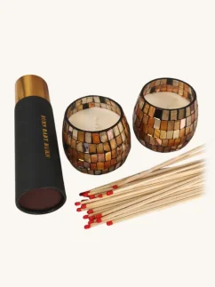 Sójová svíčka Golden Aura, 2× střední svíčka (350g) + zápalky, v dárkovém boxu