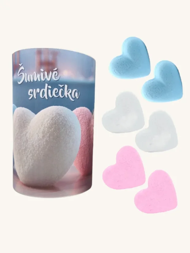 Sada šumivých bômb do kúpeľa, 6x70g srdiečko, rôzne druhy