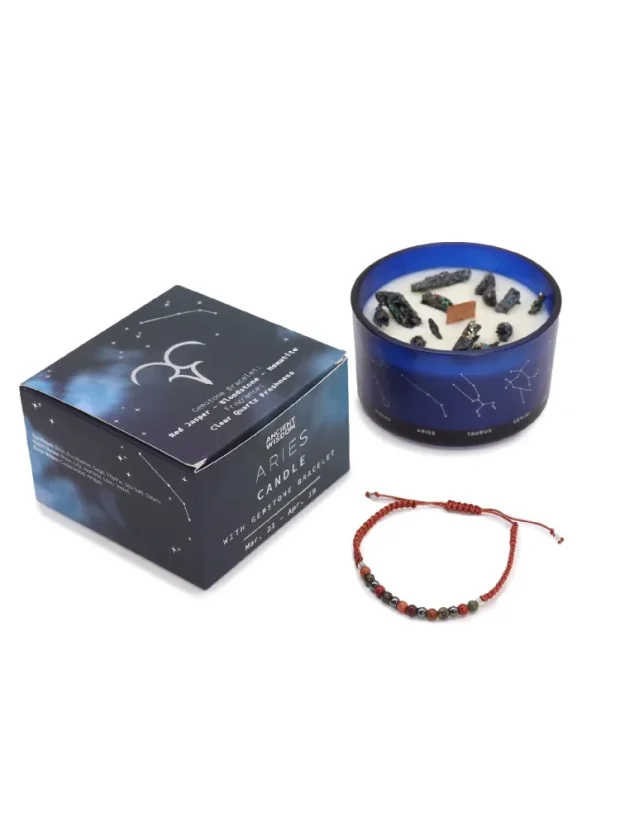 Krištáľové sviečky + náramok zdarma, podľa zverokruhu, 12 znamení - P00167: Baran