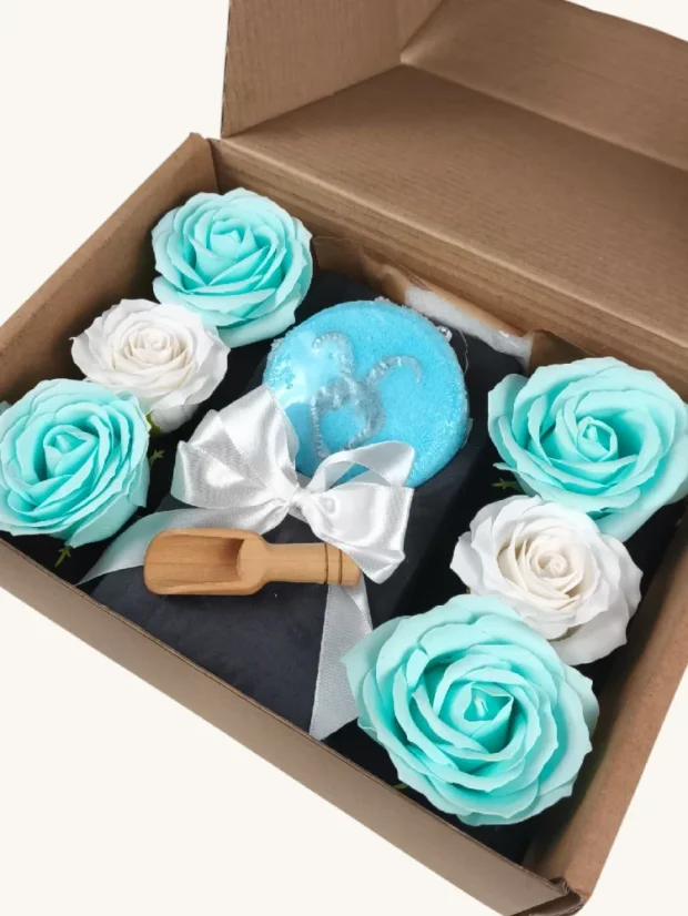 Kozorožec - darčekový box s mydlovými kvetmi, šumivou bombou a soľou do kúpeľa