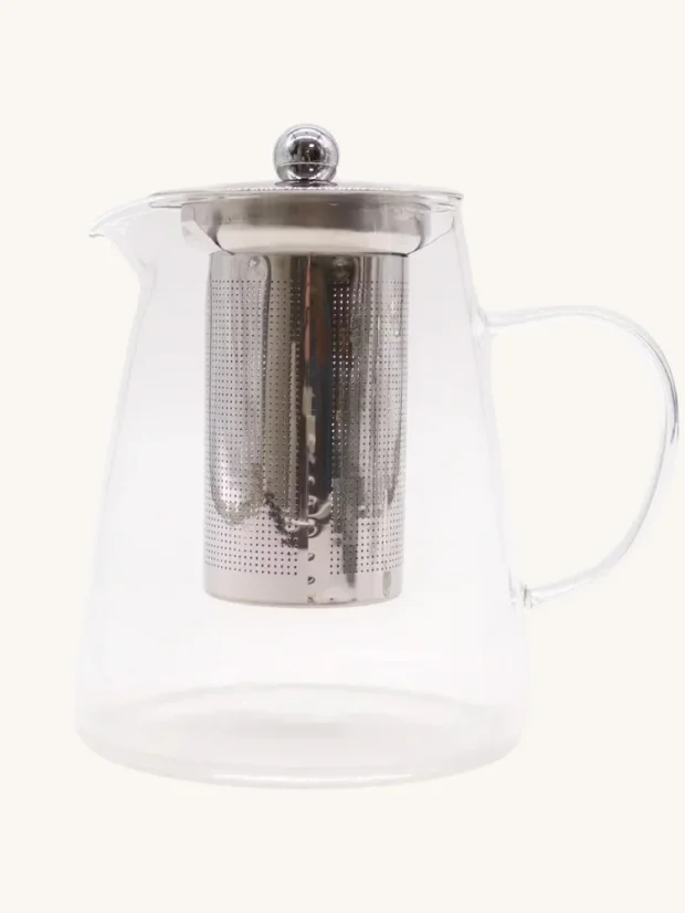 Skleněná konvice na čaj s nerezovým filtrem, 950 ml, tvar láhve