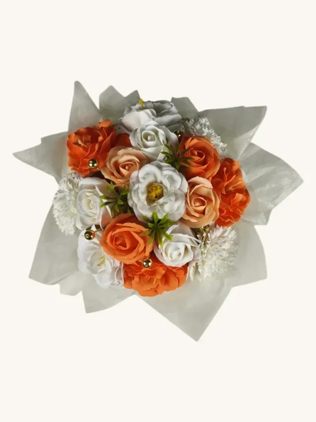 Mydlová kytica v darčekovom boxe, oranžová