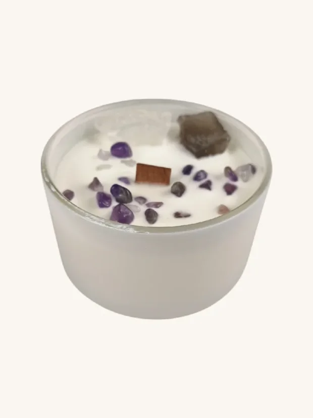 Čakrové sviečky s drahými kameňmi, 7 čakier, Korunná čakra