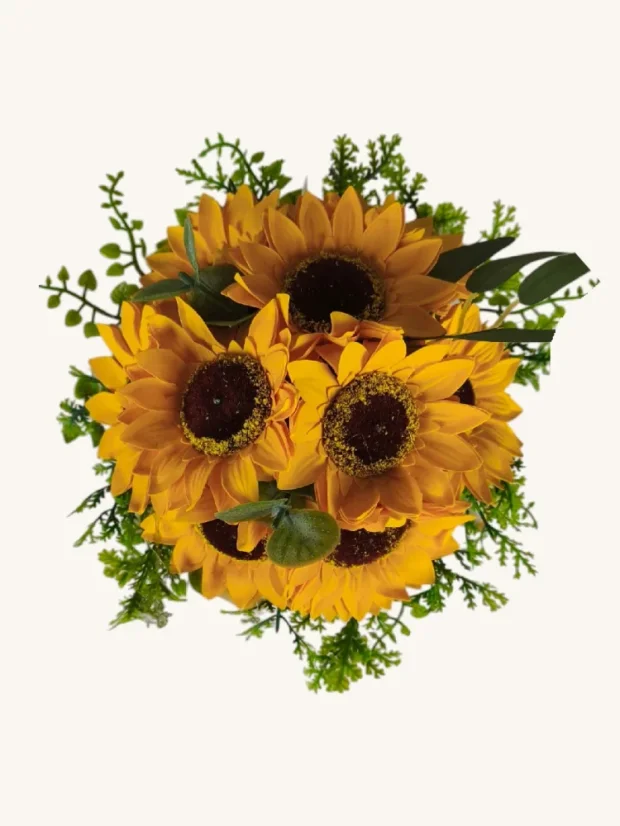 Mydlový flower box Aura Decor, hnedý so zlatým lemom, slnečnice