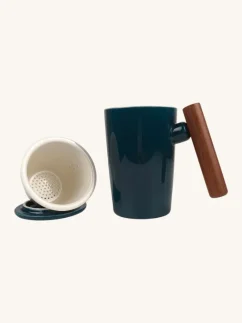 Porcelánový hrnček na čaj, s porcelánovým sitkom, 330ml, modrý