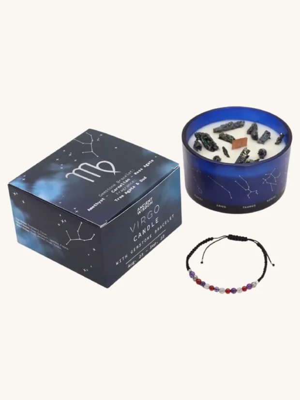 Panna - krištáľová sviečka s náramkom z drahokamov, 320g