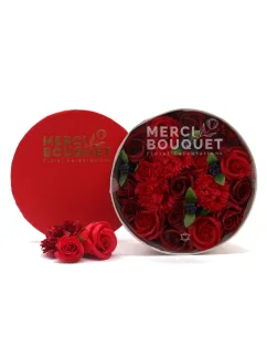 Mydlové kvety - okrúhly darčekový box, klasické ruže