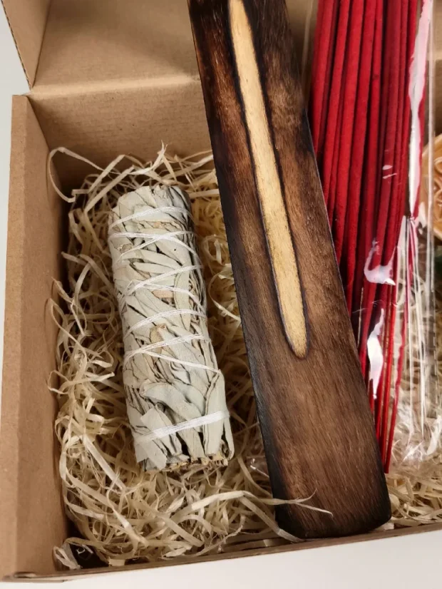 Vydymovací set Rituál vydymovania - Biela Šalvia, vydymovacie kužele a tyčinky + podstavce