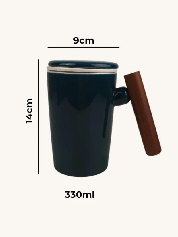Porcelánový hrnček na čaj, s porcelánovým sitkom, 330ml, modrý