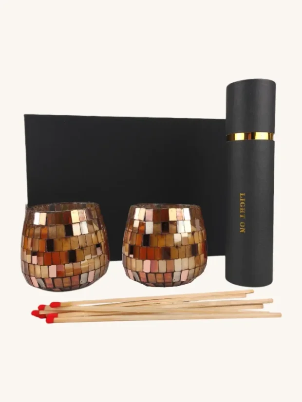 Sójová sviečka Golden Aura, balenie 2ks + zápalky, darčekový čierny box s magnetom