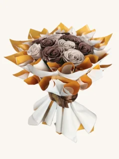 Elegantná mydlová kytica, trvácne mydlové ruže, medeno-šedé farby