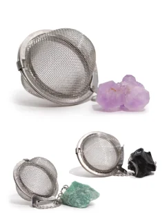 Sitko na čaj s drahým kameňom, nehrdzavejúca oceľ, 12 rôznych kryštálov